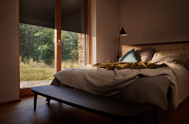 Bedroom with roller shutter